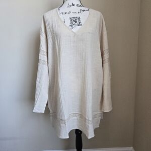 Maurie and Eve hands on mini dress beige cotton lightweight boho womens 6